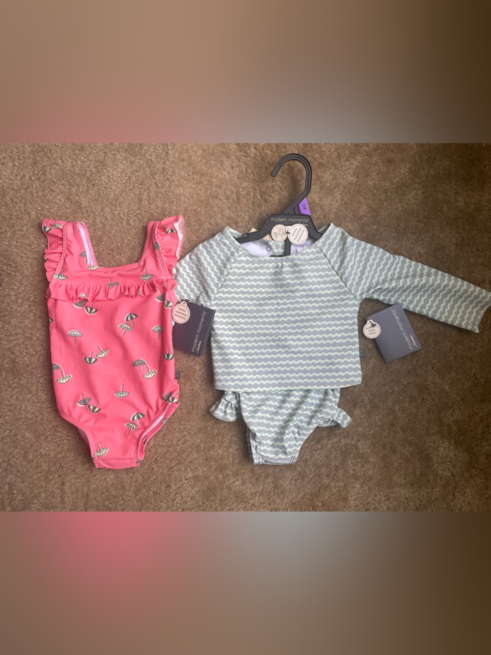 BNWT Modern Moments by Gerber Baby Girl Swimsuit Bundle Size 12M